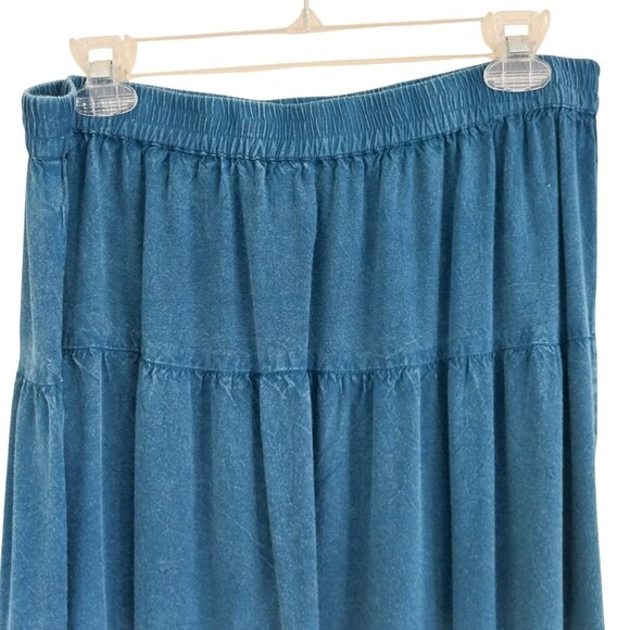 Back In The Saddle Boho Broomstick Tiered Maxi Skirt Like New Size Large Blue - Picture 4 of 6